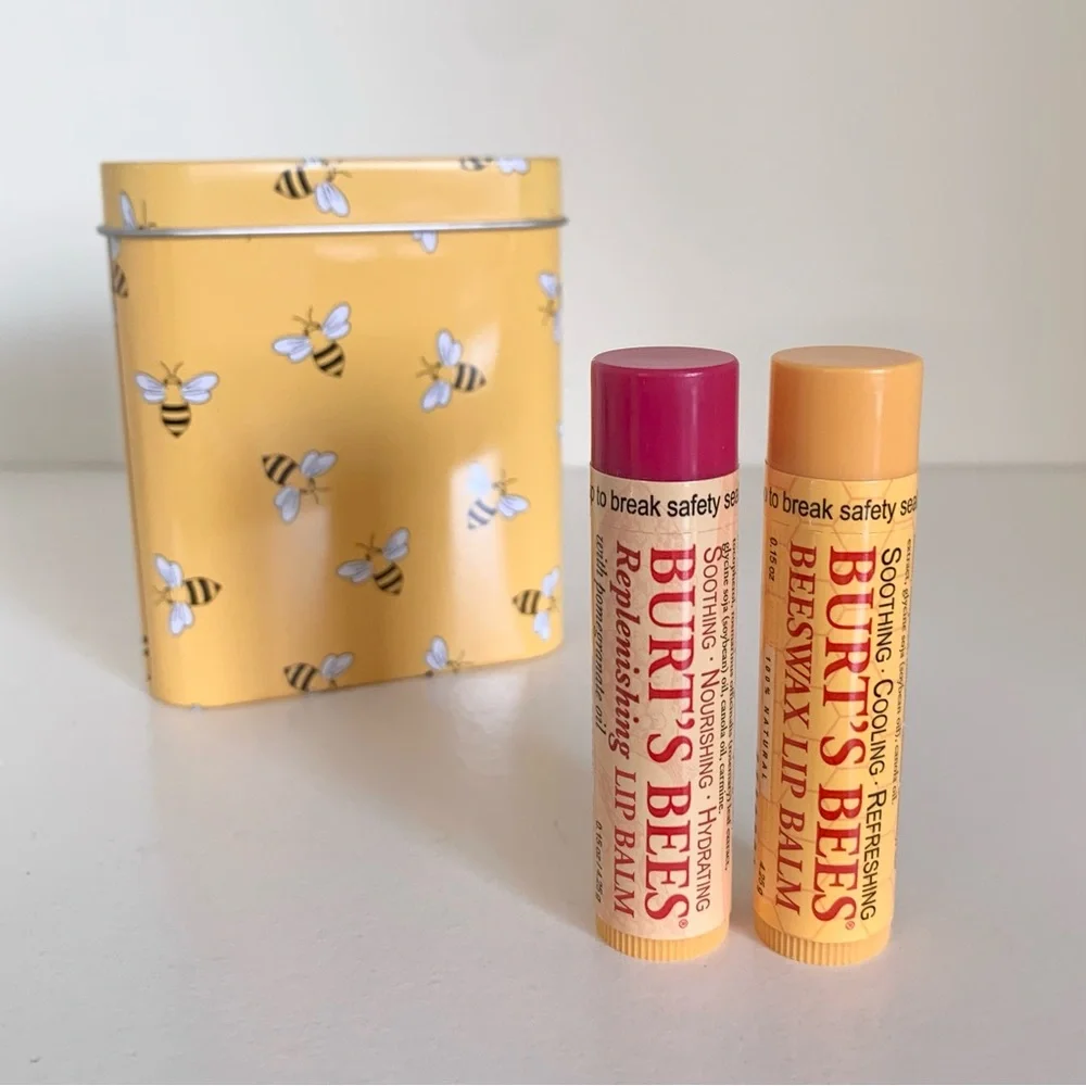 Burts bees chapstick tin case set